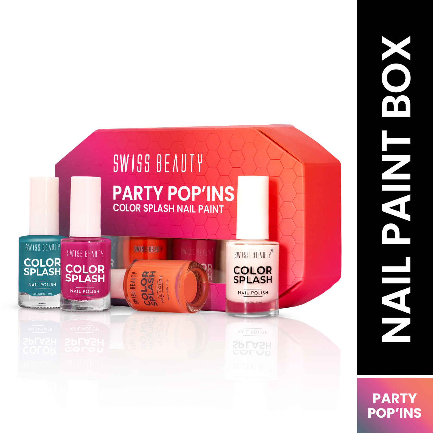 Buy Swiss Beauty Party Pop’ins Color Splash Nail Paint Set of 4 | Highly pigmented , Quick drying and Chip resistant Nail paint | 11 ml each - Purplle