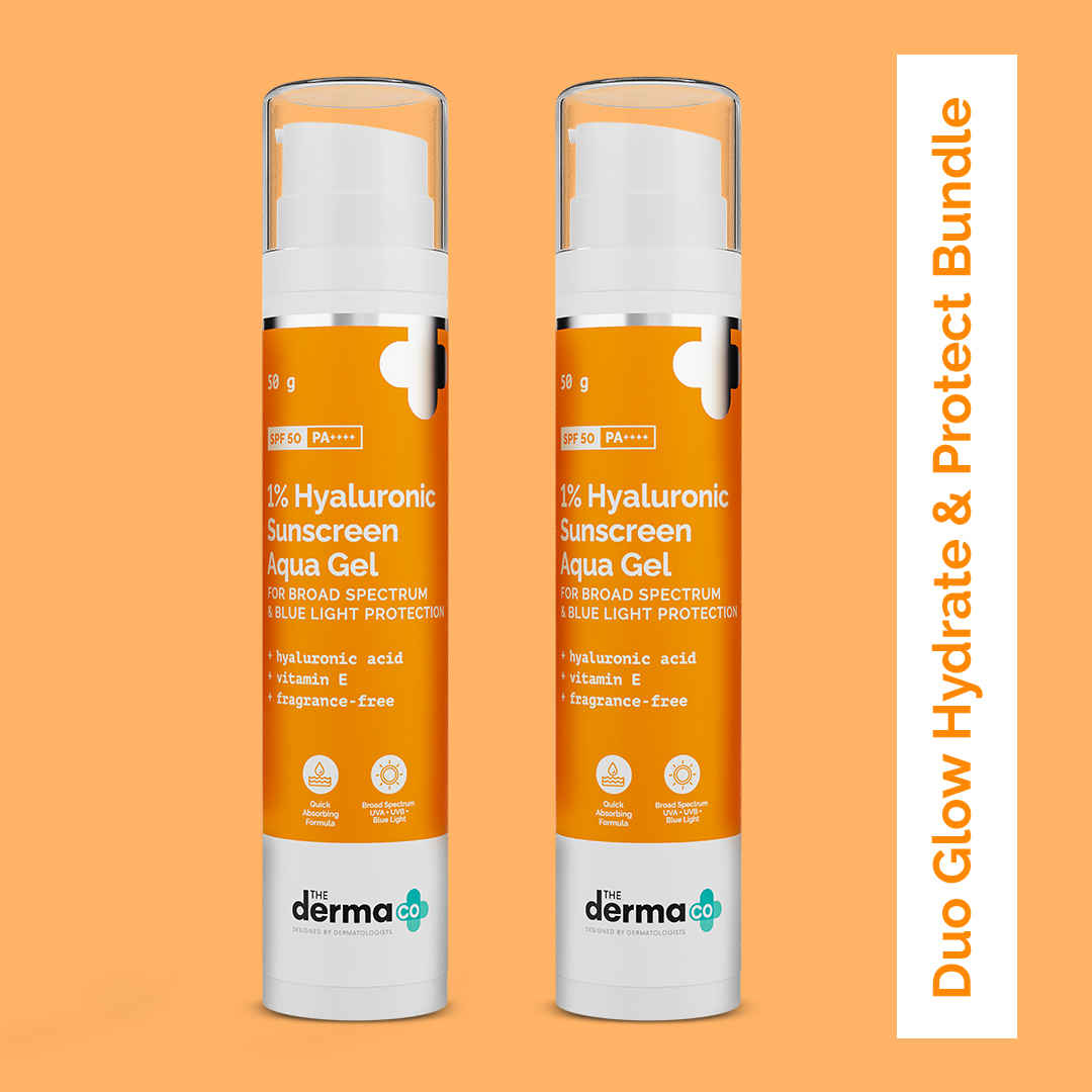 Buy The Derma Co. DuoGlow Hydrate & Protect Bundle: Hyaluronic Sunscreen(50g) Pack of 2 - Purplle