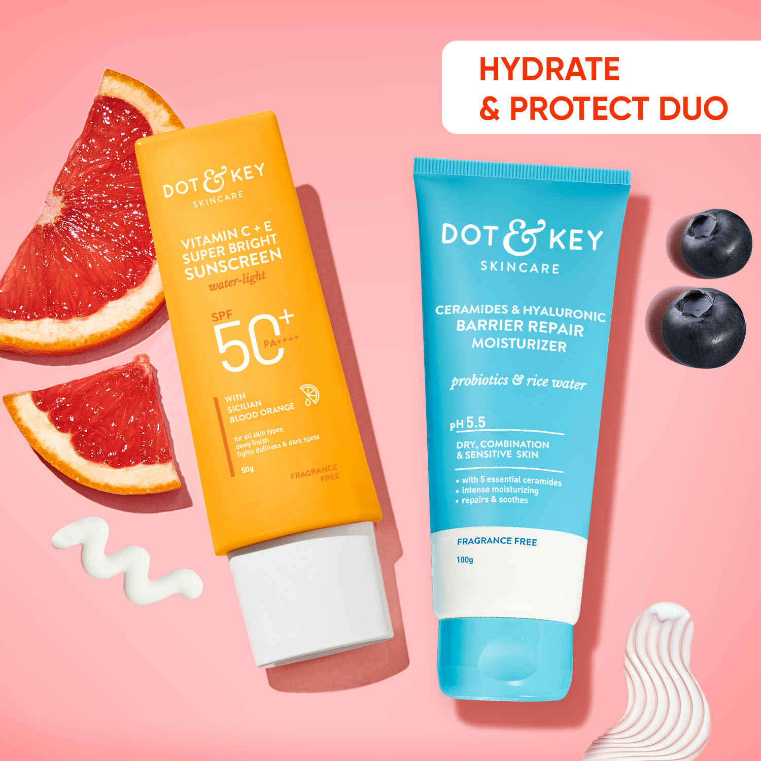 Buy Dot & Key Hydrate & Protect Skin Care Duo -150 gm | Face Cream & Face Sunscreen - Purplle