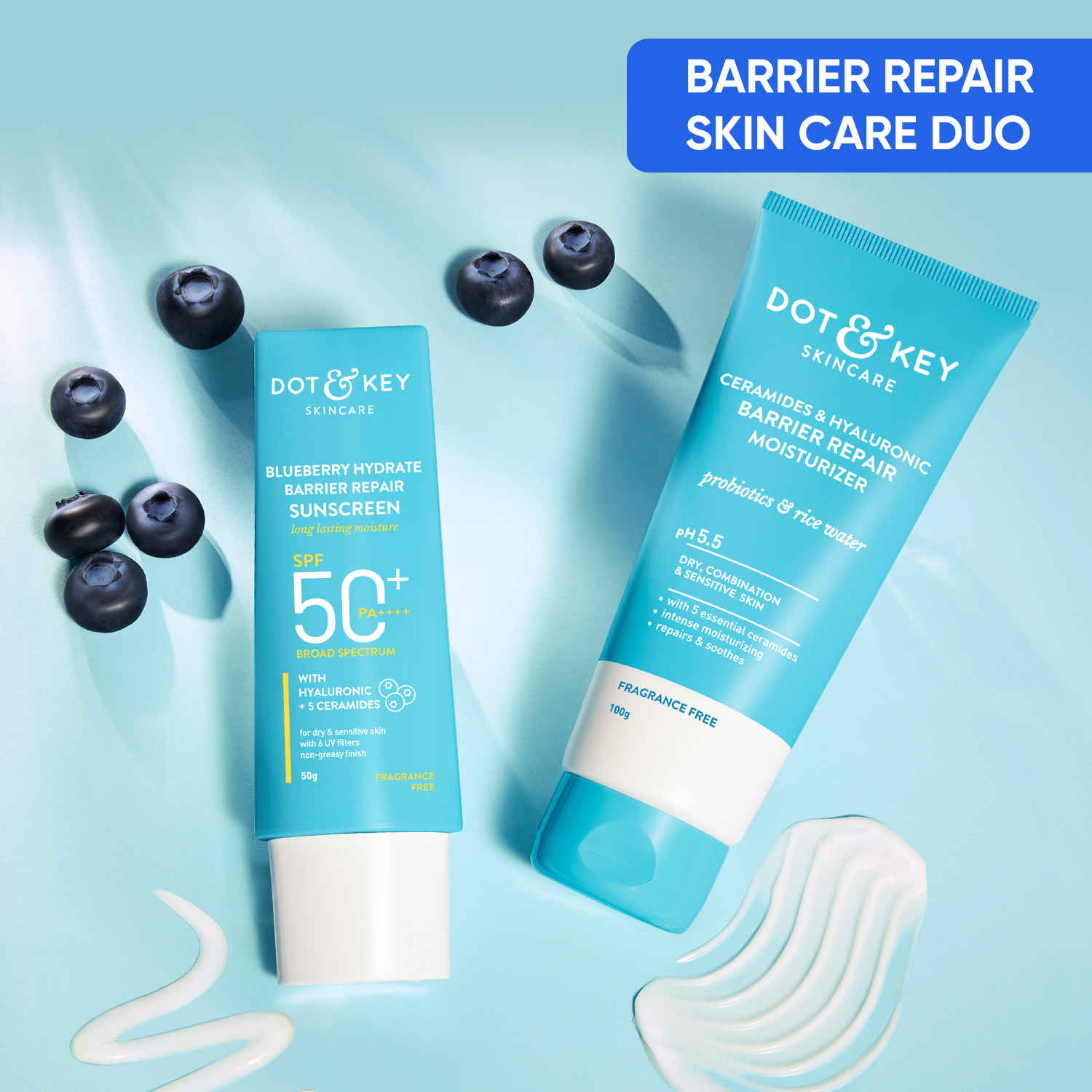 Buy Dot & Key Hydrate Barrier Repair Skin Care Duo - 150 gm | Face Cream & Sunscreen - Purplle