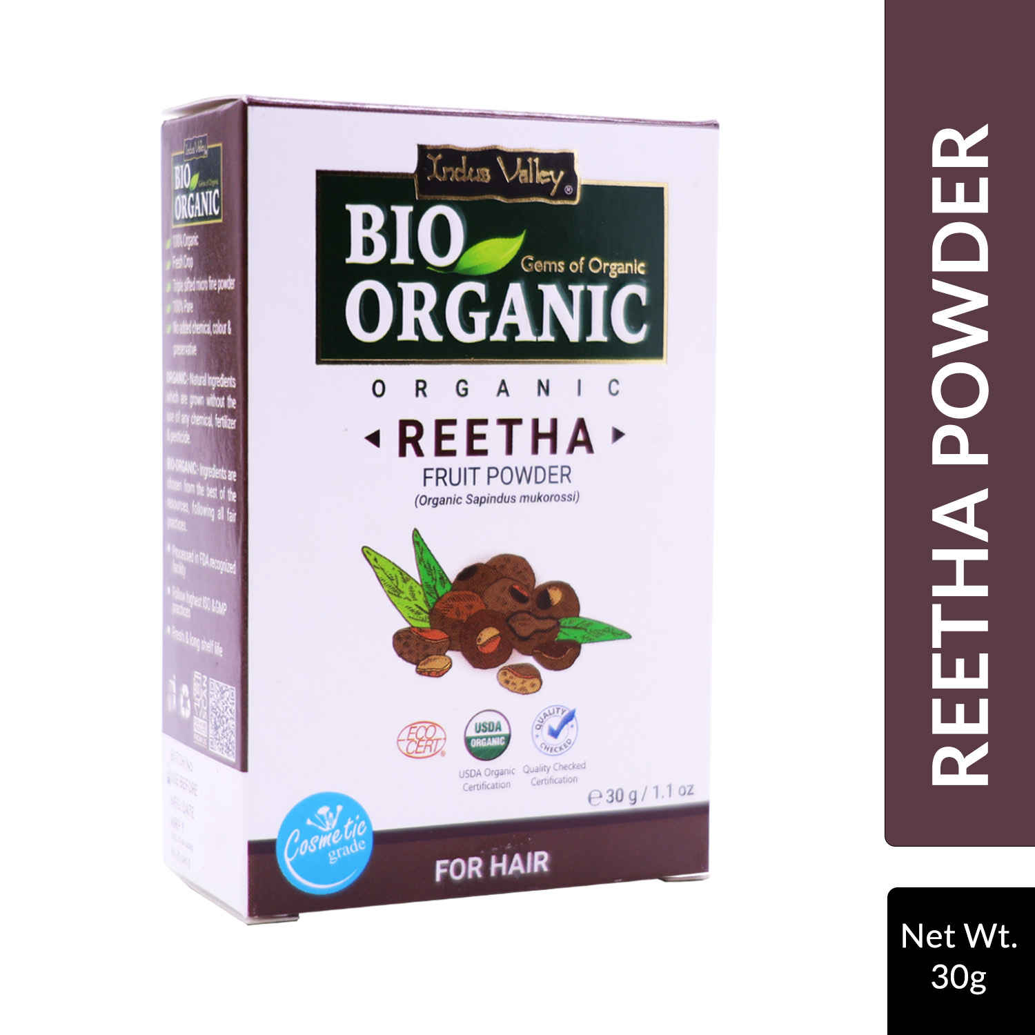 Buy Indus Valley Bio Organic 100% Natural Reetha Powder (30 gm) - Purplle