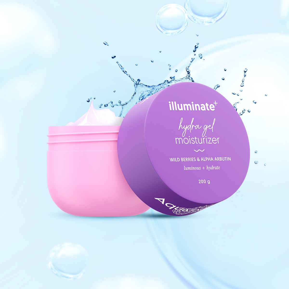 Buy Aqualogica Illuminate + Hydra Gel Moisturizer with Wild Berries & Alpha Arbutin - 200 gm 24 Hour Intense Hydration | Water-Like Gel Texture | Non-Sticky & Quick Absorbing for Luminous Skin | Suits Oily to Combination Skin I Men & Women - Purplle