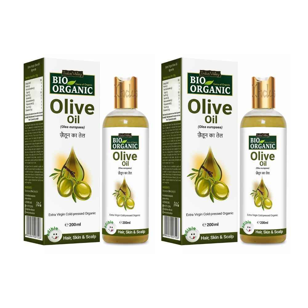 Buy Indus Valley Bio Organic Olive Massage Oil Multipurpose Benefits For Skin & Hair Pack of 2 (400 ml) - Purplle