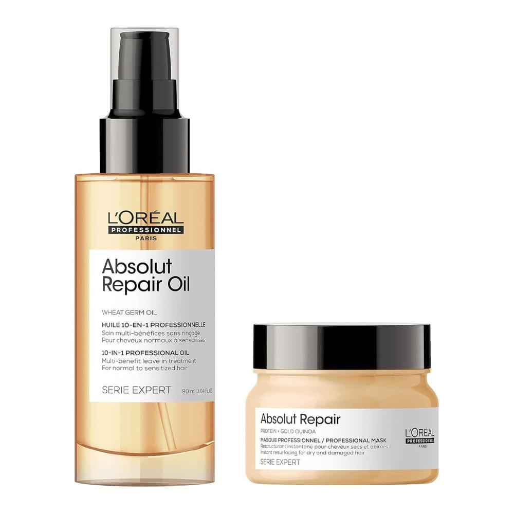 Buy L'Oreal Professionnel Serie Expert Absolut Repair Shampoo, 300 ml + L'Oreal Professionnel Absolut Repair 10-in-1 Oil, 90 ml - Purplle