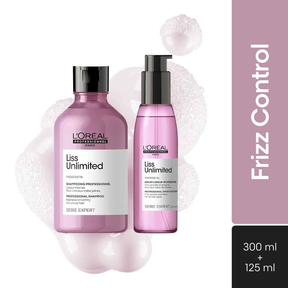 Buy L'Oreal Professionnel Serie Expert Liss Unlimited Shampoo + Liss Unlimited Smoother Serum (300 ml + 125 ml) - Purplle