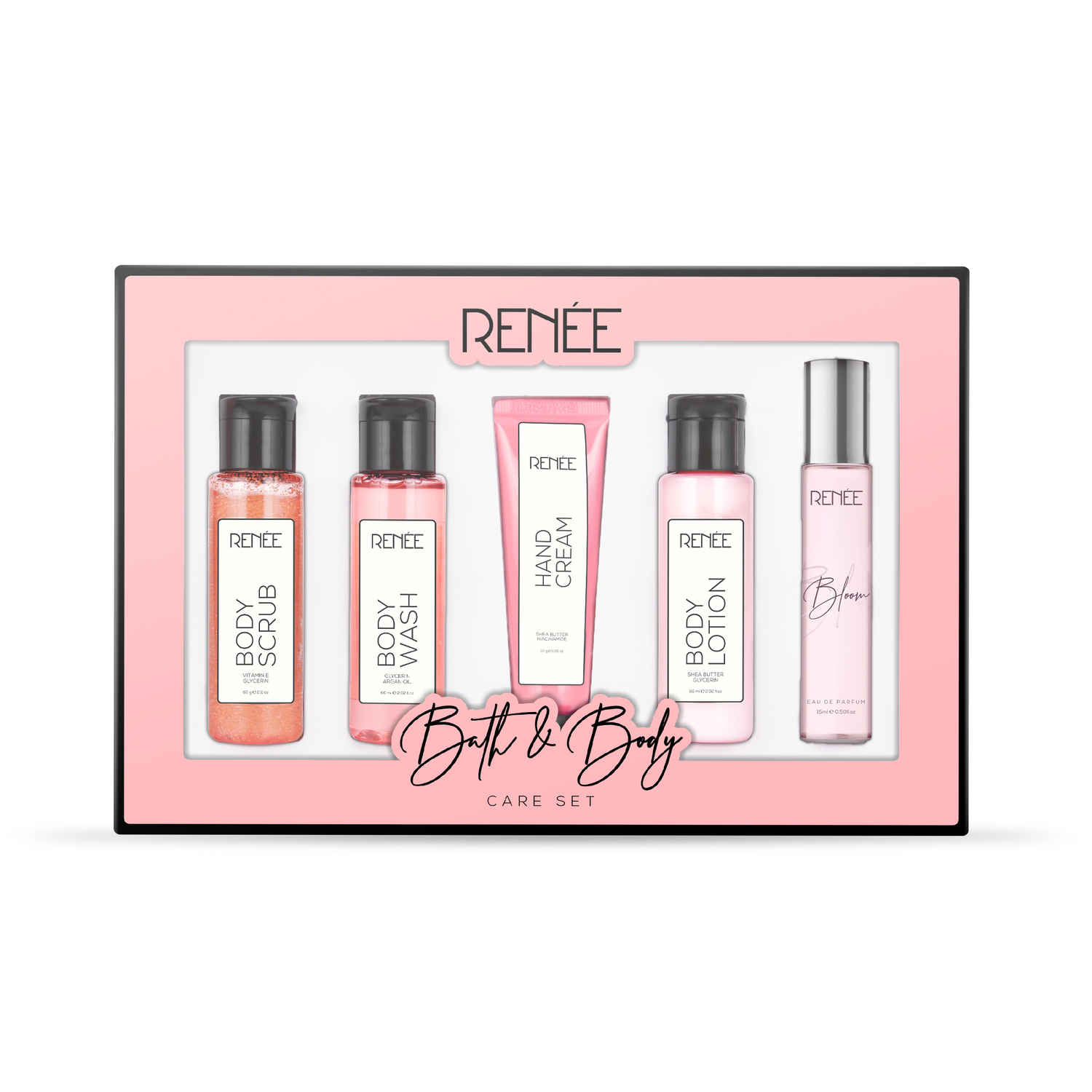 Buy RENEE Bath & Body Care Set -BLOOM- Luxurious Body Wash, Exfoliating Scrub, Hydrating Lotion, Hand Cream & Signature Perfume - Premium Gifting Combo of 5 - Purplle