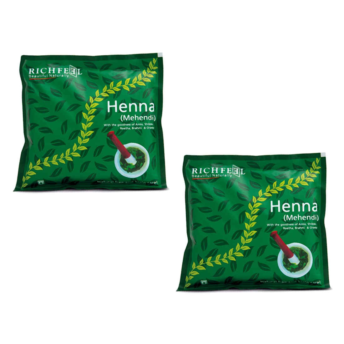 Buy Richfeel Heena Mehendi Powder| Natural Hair Color and Conditioning with the goodness of Amla, Shikakai & Brahmi | 100 g (Pack of 2) - Purplle
