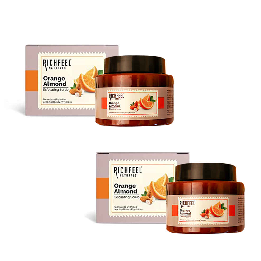 Buy Richfeel Orange Almond Scrub For Brightening & Revitalizing | Gentle Exfoliation | Removes Blackheads & Dead Skin Cells | Suitable for All Skin Types | 100 g (Pack of 2) - Purplle