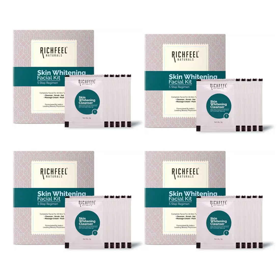 Buy Richfeel Skin Whitening Facial Kit | Bright & Glowing Skin | Parlour Glow with Olive extracts | 30 g (Pack of 4) - Purplle