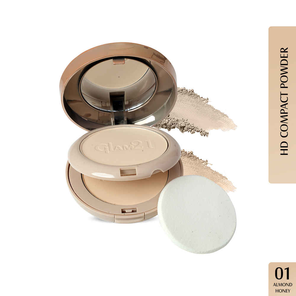 Buy Glam 21 High Definition Compact Powder 2-in-1 | Long-lasting Mate Finish| Almond Honey, 18 gm - Purplle
