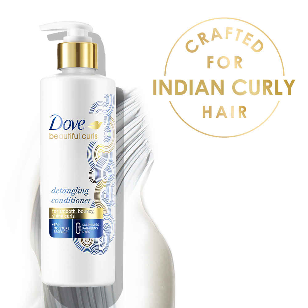 Buy Dove Beautiful Curls Detangling Conditioner, Sulphate Free, No Parabens & Dyes, Made for Curly Hair, With Tri-Moisture Essence for smooth, shiny, bouncy curls (380 ml) - Purplle