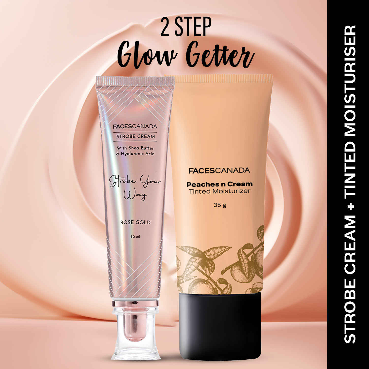 Buy FACES CANADA Rose Gold Strobe Cream (30 ml) and Peaches N Cream Tinted Moisturizer (35g) - Purplle