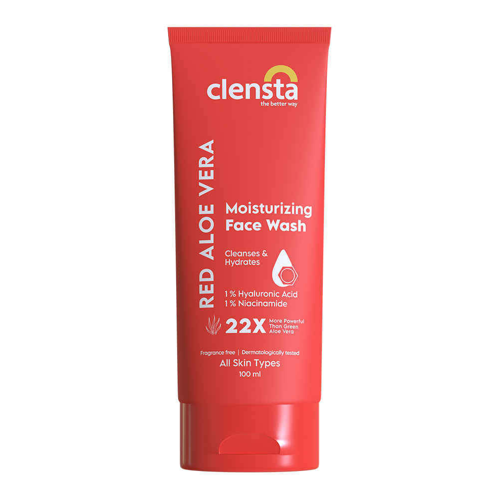 Buy Clensta Red Aloe Vera Moisturizing Face Wash Cleanes & Hydrate 1% Hyaluronic acid , 1% Niacinamide|100 ml - Purplle