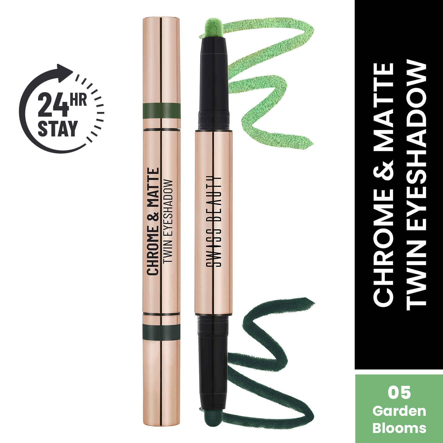 Buy Swiss Beauty Chrome & Matte Twin Eyeshadow Stick | Mix of Matte and Shimmer | Easy to Blend, Non-Creasing Eyeshadow | 24 Hour Stay | 5-Garden Blooms - 2 gm - Purplle