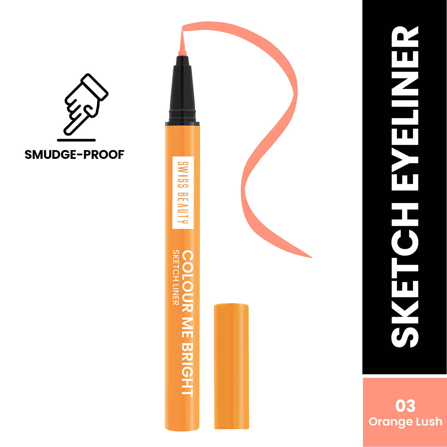 Buy Swiss Beauty Colour Me Bright Matte Finish Sketch Eyeliner with Soft Pen Tip Applicator | Quick Drying | Waterproof, Smudge-Proof Eyeliner 3- Orange Lush - 0.7 ml - Purplle