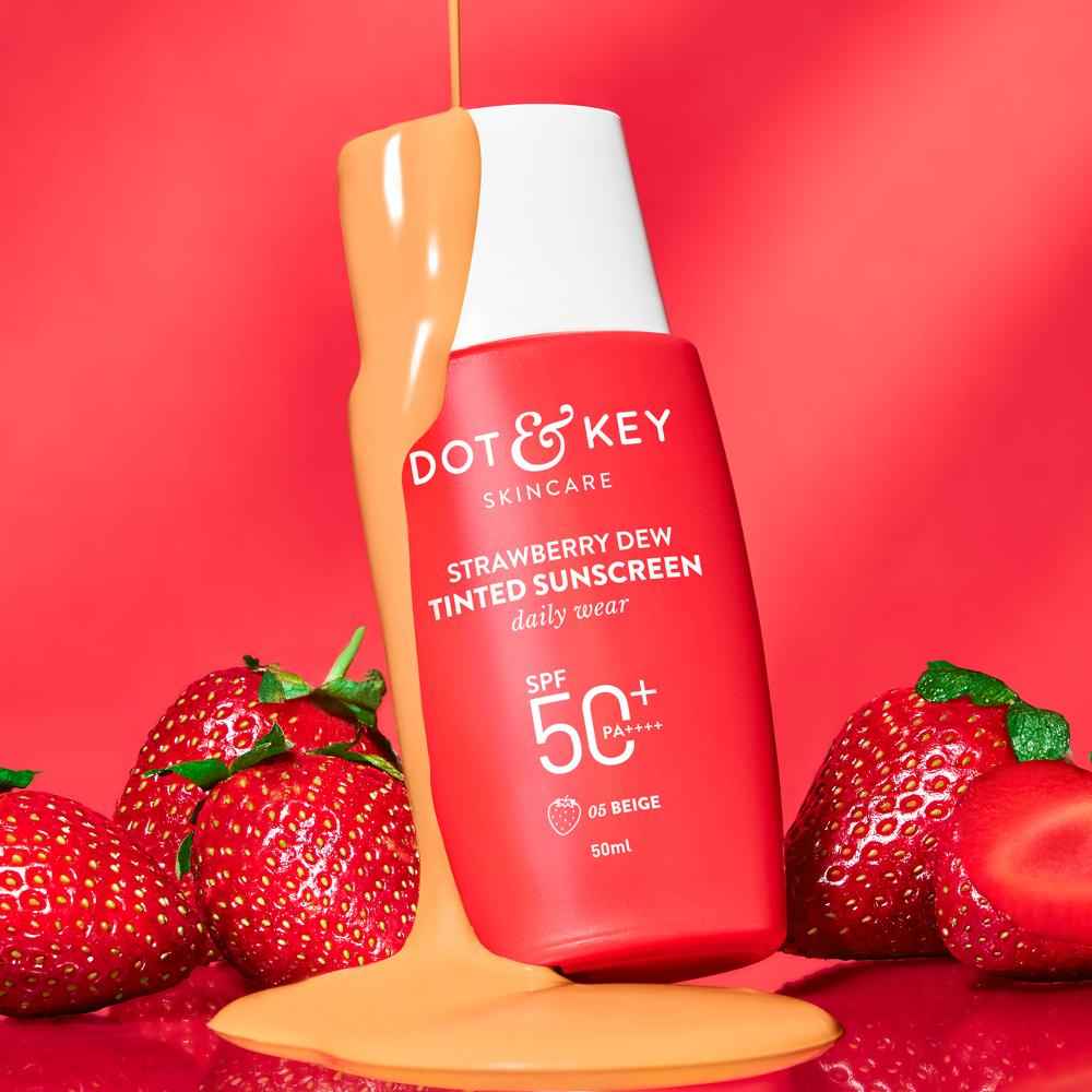 Buy Dot & Key Strawberry Dew Tinted Sunscreen SPF 50++++ 05 Biege 50 ml - Purplle