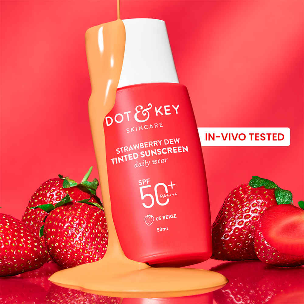 Buy Dot & Key Strawberry Dew Tinted Sunscreen SPF 50++++ 05 Beige In Vivo Tested Sunscreen for Daily Wear, Brightens & Protects Skin - 50 ml - Purplle