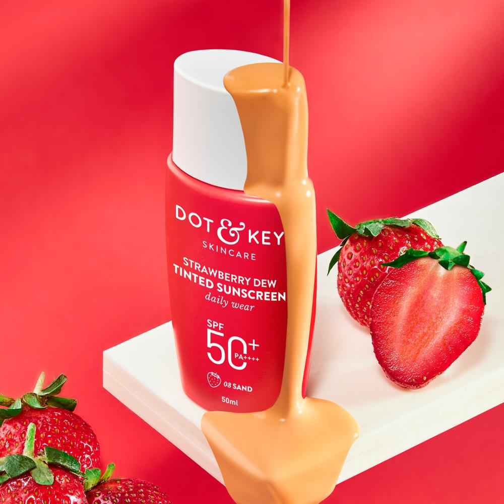 Buy Dot & Key Strawberry Dew Tinted Sunscreen SPF 50++++ 03 Sand 50 ml - Purplle