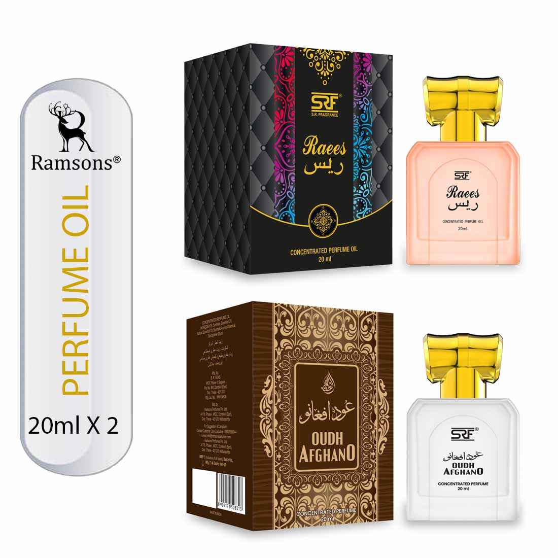 Buy Ramsons Perfumes SRF Raees & OUDH Afghano Concentrated Perfume Oil (Attar) Combo - 40ml Pack of 2 - Purplle
