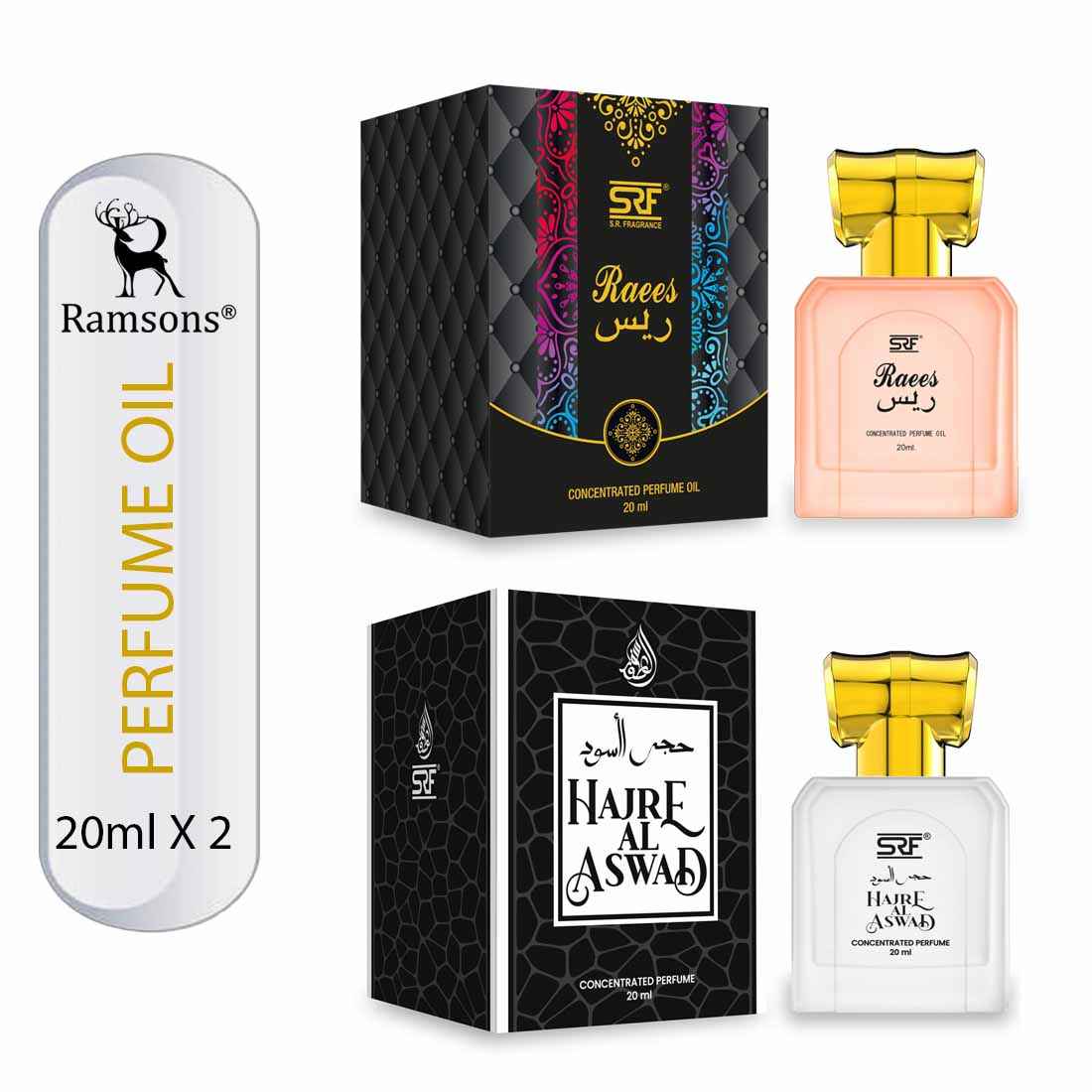 Buy Ramsons Perfumes SRF Raees & Hajre Al Aswad Concentrated Perfume Oil (Attar) Combo - 40ml Pack of 2 - Purplle