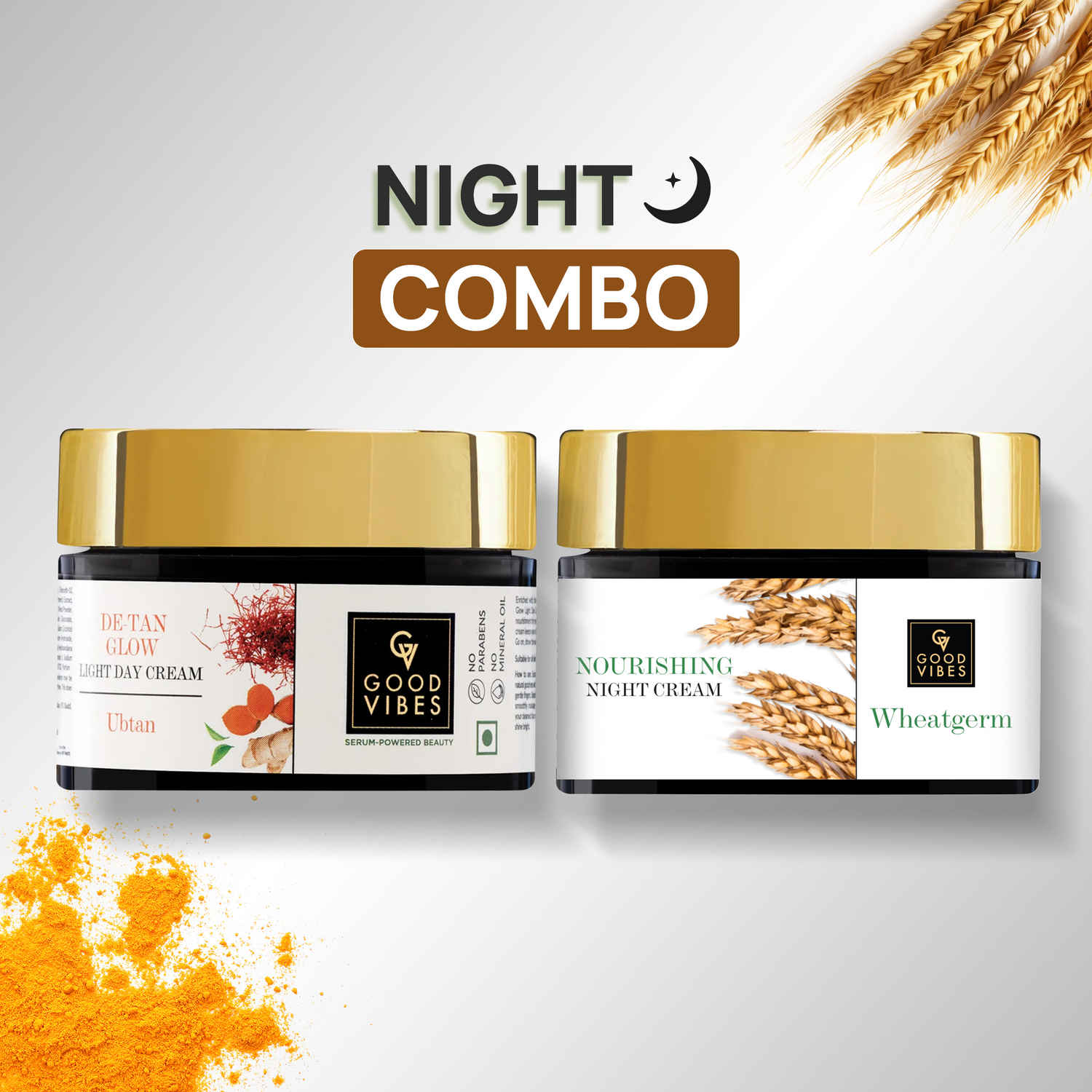 Buy Good Vibes Day + Night Combo | Ubtan Light Day Cream 50 gm & Wheatgerm Nourishing Night Cream 50 gm. - Purplle