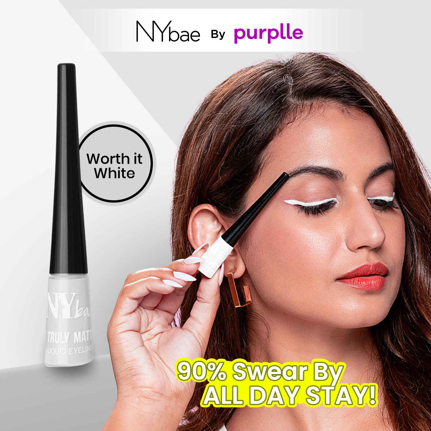 Buy NY Bae Truly Matte Liquid Eyeliner - Worth It White 09 (4.5 ml) | Colored Eyeliner | Waterproof | Long Lasting | Smudgeproof | Quick Dry | Eye Makeup - Purplle