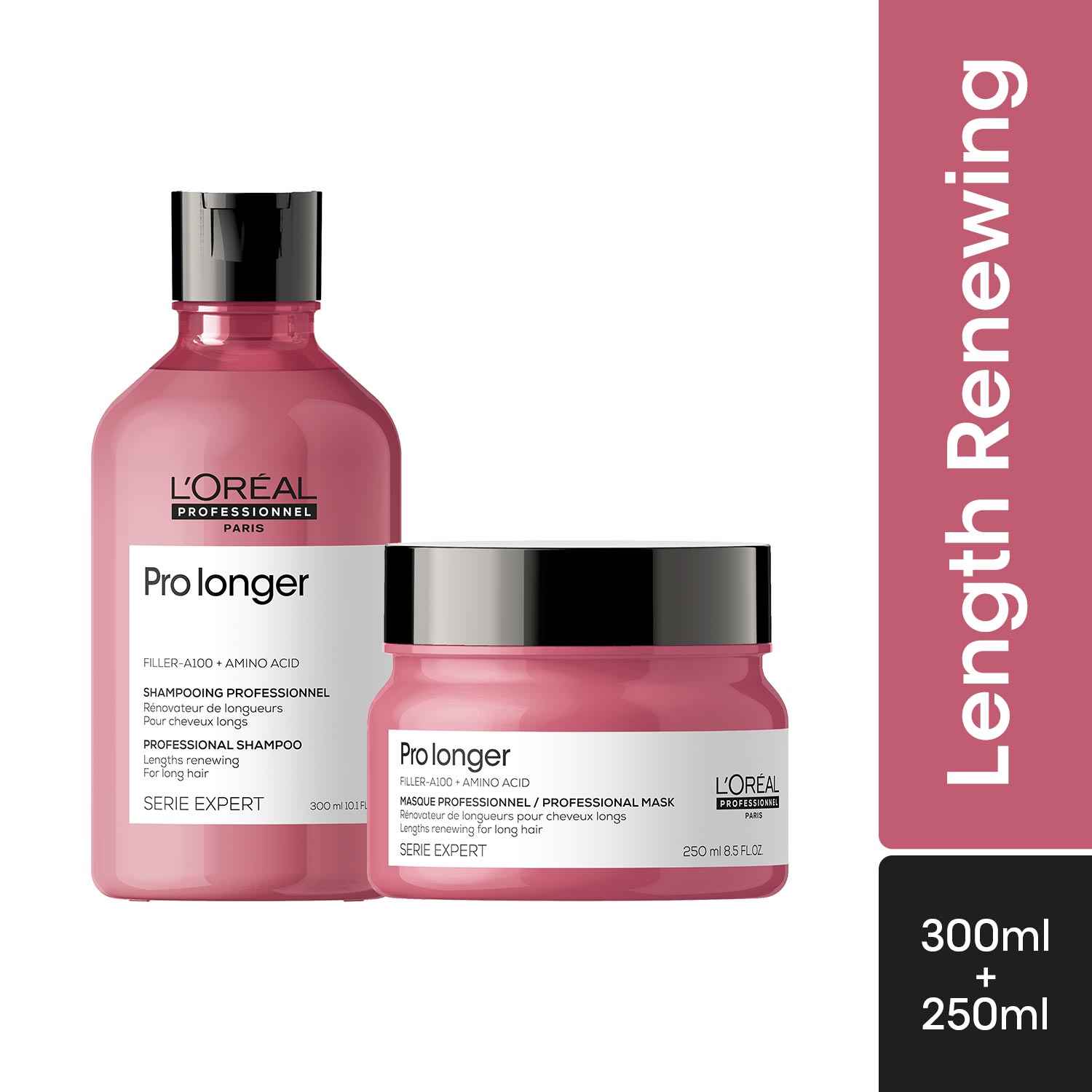 Buy L'Oreal Professionnel Serie Expert Pro Longer Shampoo + Mask | For Long Hair with Thinning Ends (300 ml + 250 gm) - Purplle