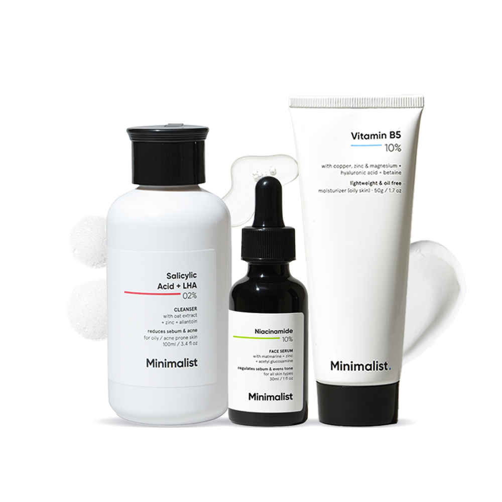 Buy Minimalist CSM routine combo(Salicylic Acid + LHA 02% Cleanser 100 ml + 10% Niacinamide face Serum 30 ml + 10% Vitamin B5 Oil Free Moisturizer 50 gm) - Purplle
