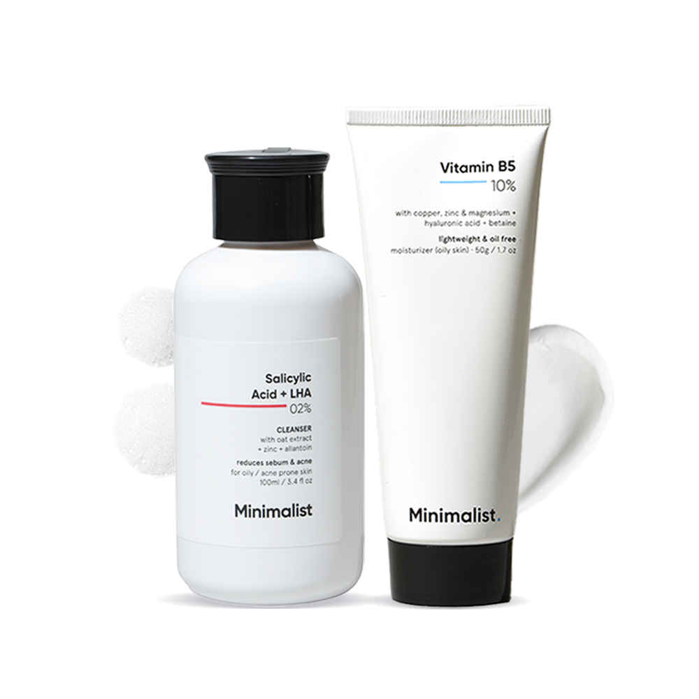 Buy Minimalist Salicylic Acid + LHA 02% Cleanser 100 ml + Minimalist 10% Vitamin B5 Oil Free Moisturizer 50 gm - Purplle