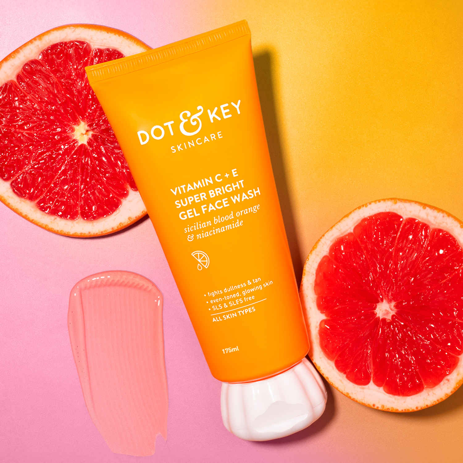Buy Dot & Key Vitamin C + E Super Bright Gel Face Wash with Blood Orange & Niacinamide | Triple Vitamin C Face Wash for Tan, Dark Spots & Pigmented Skin | All Skin Types Face Wash for Men & Women | 175 ml - Purplle