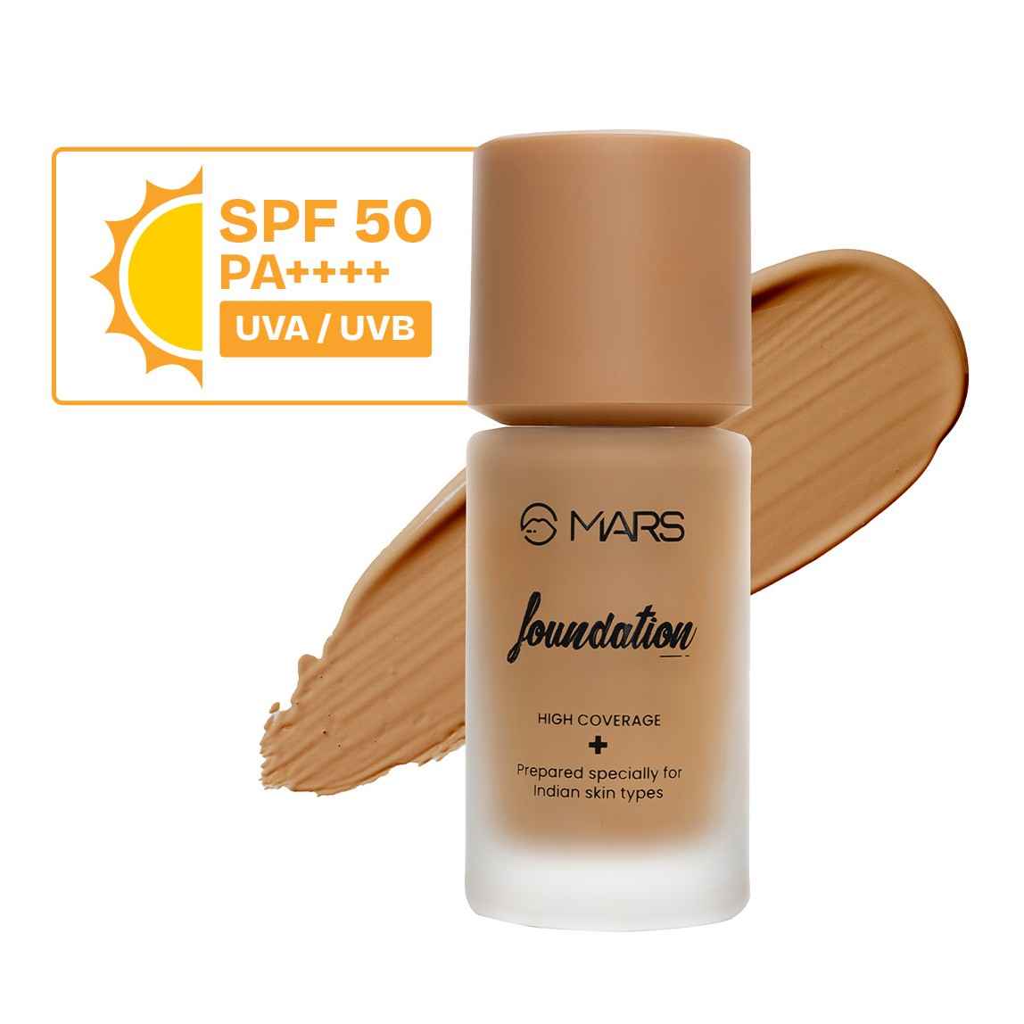 Buy MARS SPF50 PA++++ High Coverage Liquid Foundation | Blemish Free & Blendable Foundation for Makeup (40 ml) (SHADE-08) - Purplle