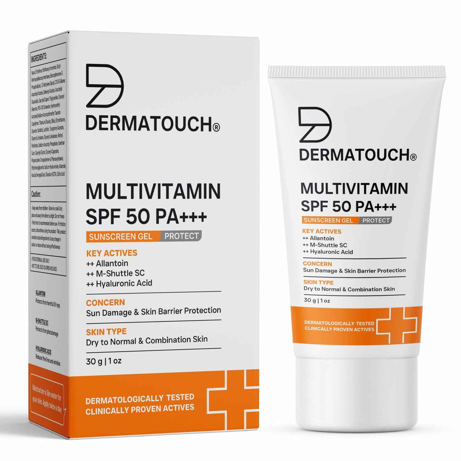 Buy DERMATOUCH Multivitamin SPF 50 PA+++ Sunscreen Gel | UVA-UVB Protection |Zero White Cast | Unisex | 30 gms - Purplle