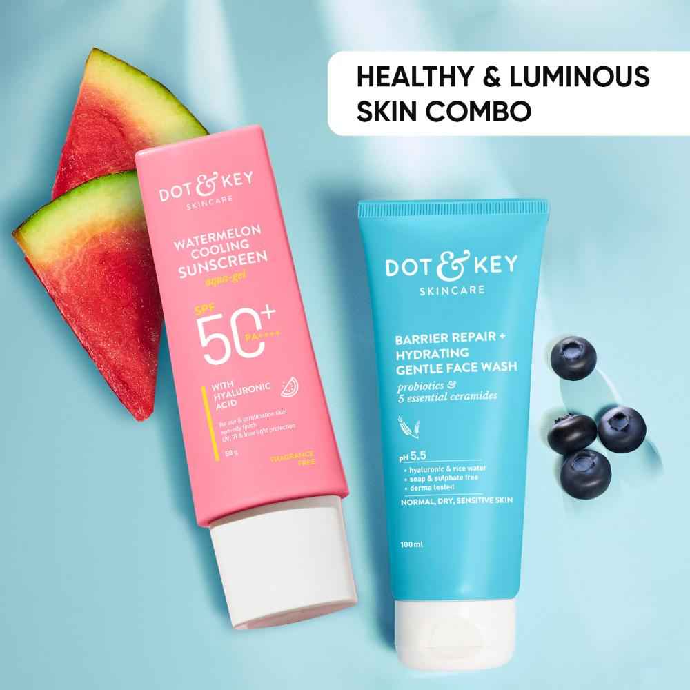 Buy Dot & Key Skin Care Combo with Barrier Repair Face Wash & Watermelon Sunscreen - 150 gm - Purplle