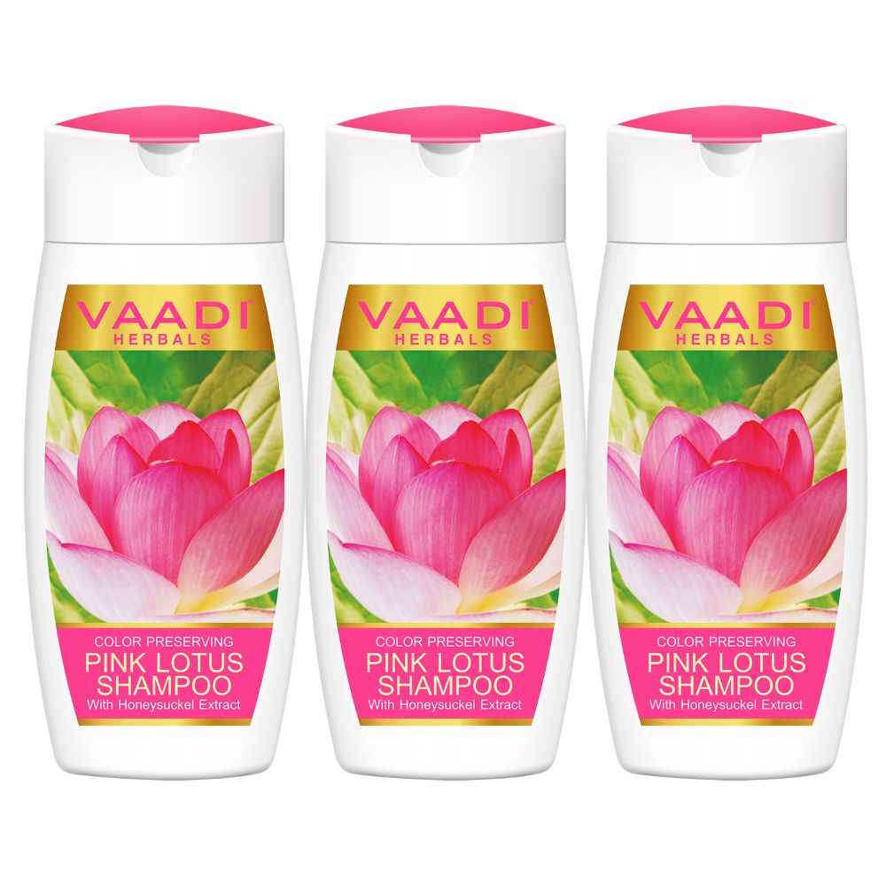 Buy Vaadi Herbals Pink Lotus Shampoo with Honeysuckel Extract Color Preserving (110 ml x 3) - Purplle