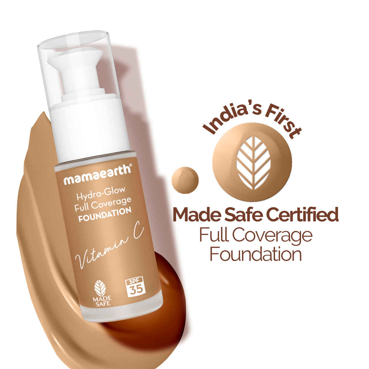 Buy MamaearthHydra-Glow Full Coverage Foundation With Vitamin C & Turmeric - 03 Nude Glow - 30 ml Full Coverage | Gives 3X Instant Glow | 12-Hour Long Stay & Hydration | SPF 35 | Non-Drying - Purplle