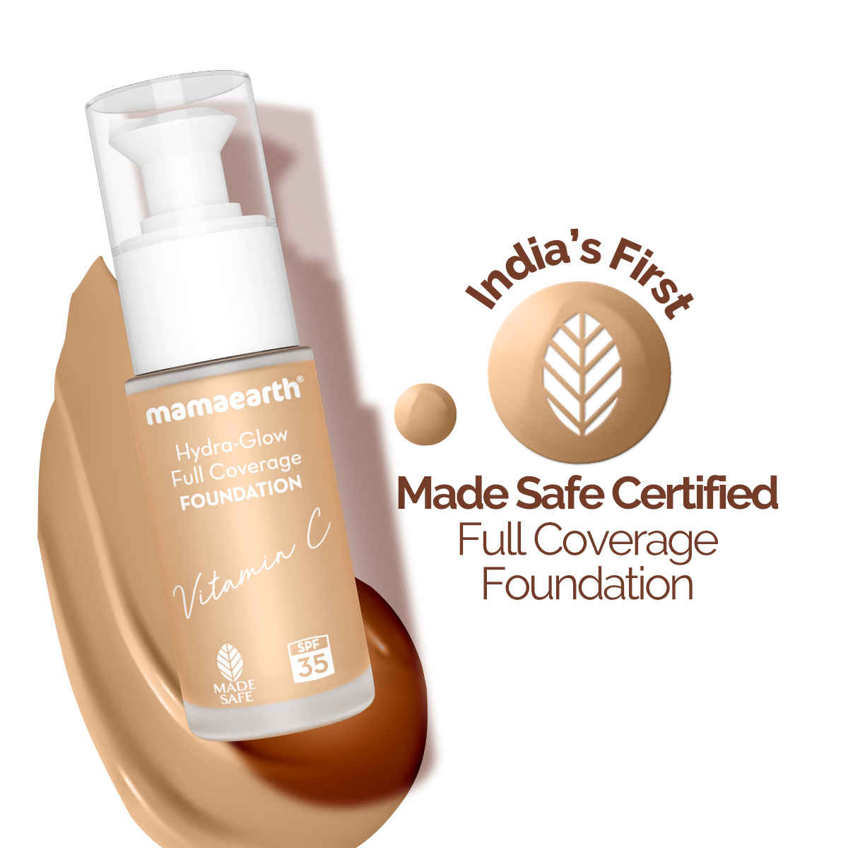 Buy Mamaearth Hydra-Glow Full Coverage Foundation With Vitamin C & Turmeric - 05 Beige Glow - 30 ml Full Coverage | Gives 3X Instant Glow | 12-Hour Long Stay & Hydration | SPF 35 | Non-Drying - Purplle