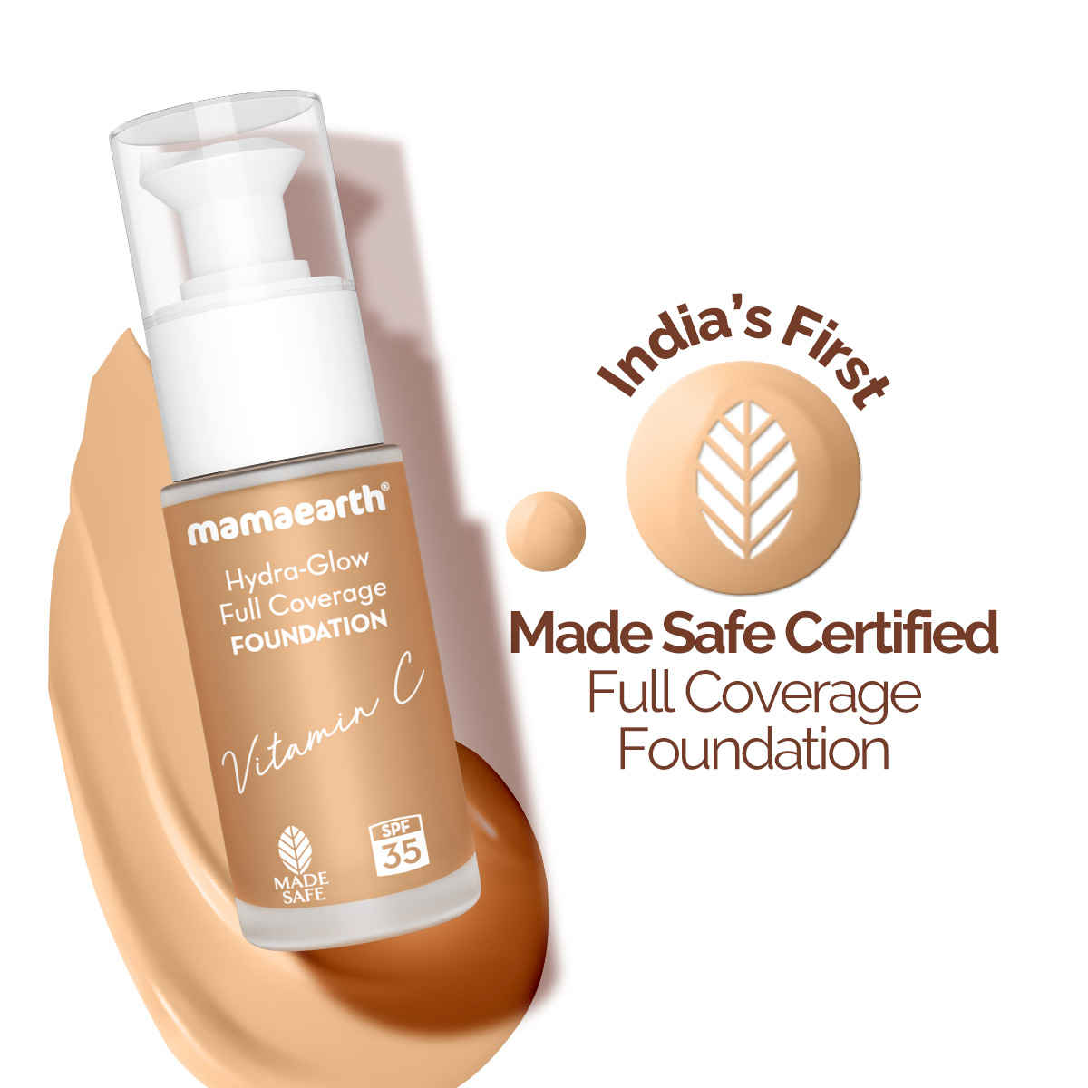 Buy Mamaearth Hydra-Glow Full Coverage Foundation With Vitamin C & Turmeric - 06 Caramel Glow - 30 ml Full Coverage | Gives 3X Instant Glow | 12-Hour Long Stay & Hydration | SPF 35 | Non-Drying - Purplle
