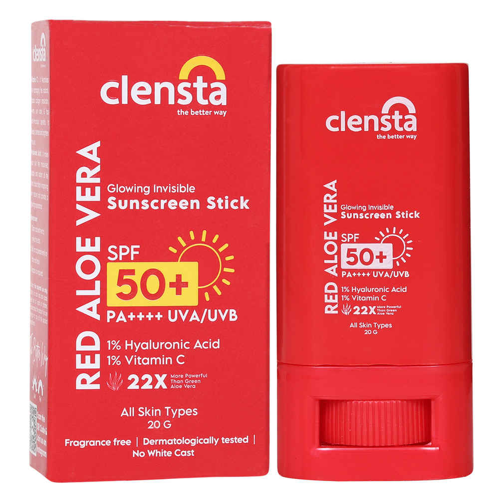 Buy Clensta Red Aloe Vera SPF 50 Sunscreen Stick PA++++ Fragrance Free for Women & Men - All Skin Types 20 gm - Purplle