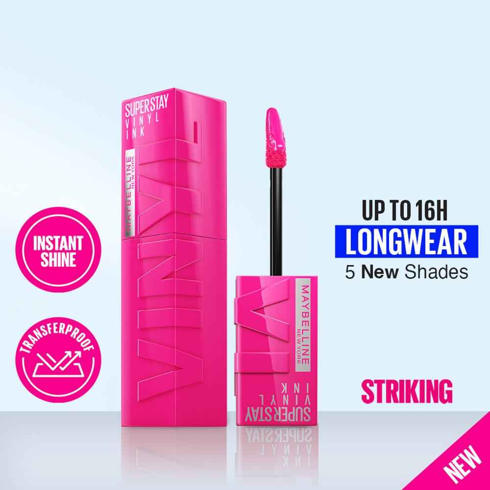 Buy Maybelline New York Super Stay Vinyl Ink Liquid Lipstick, Instant shine color, Striking - 4.2 ml - Purplle