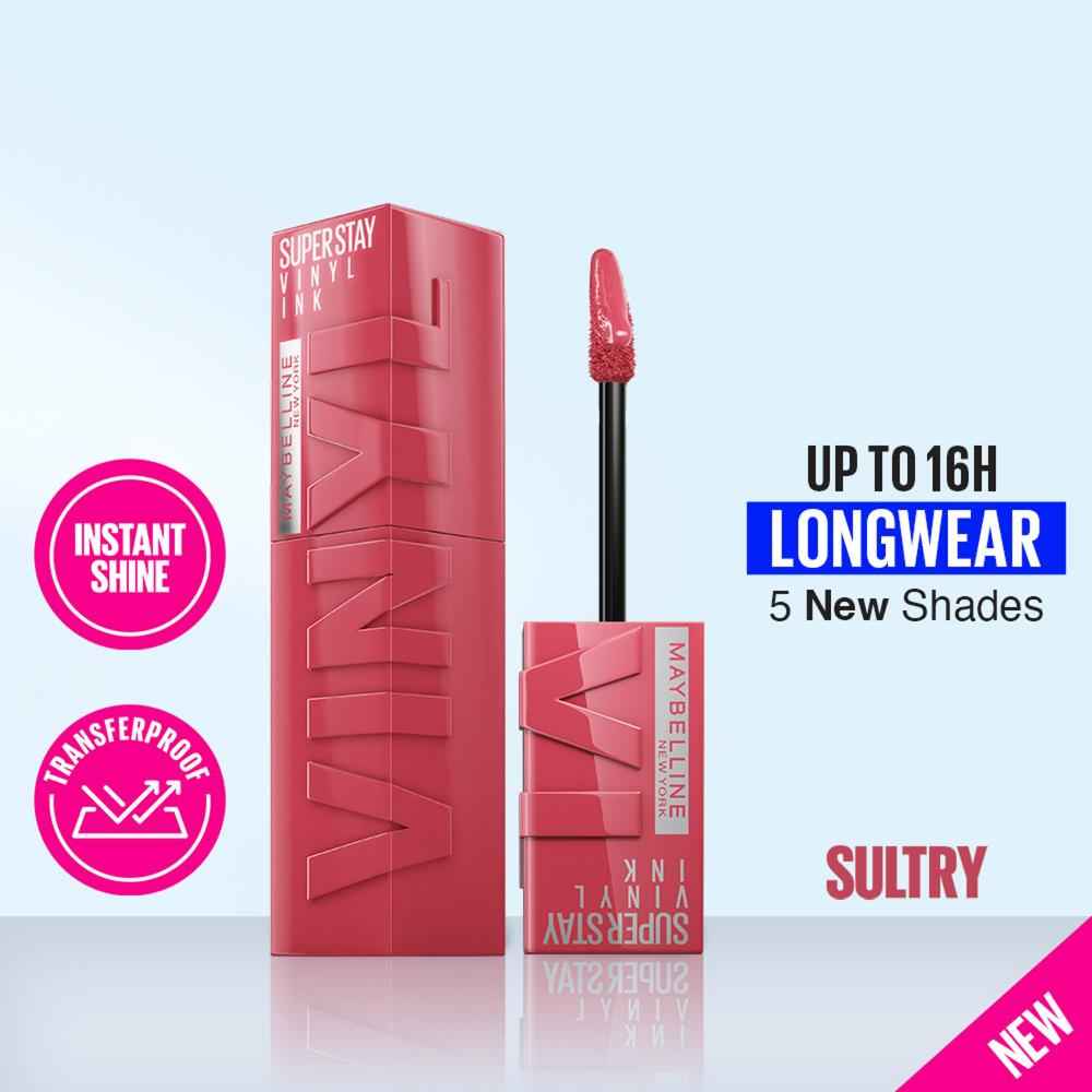 Buy Maybelline New York Super Stay Vinyl Ink Liquid Lipstick, Instant shine color, Sultry - 4.2 ml - Purplle