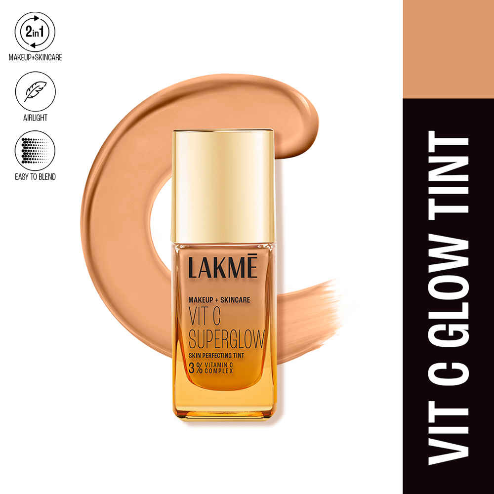 Buy Lakme Makeup+Skincare VitC Superglow Skin Perfecting Tint Warm Beige W240 25 ml - Purplle