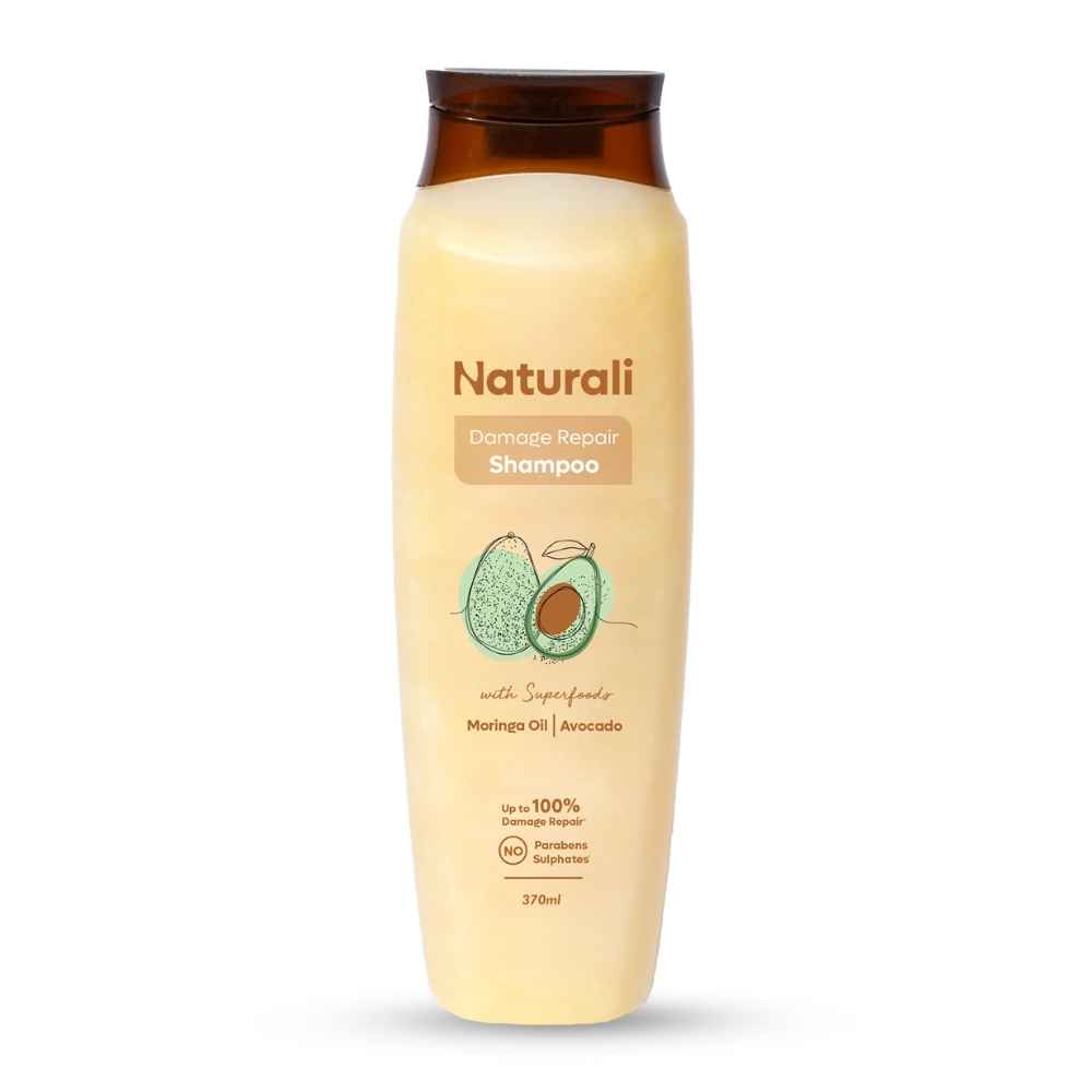 Buy Naturali Damage Repair Shampoo with Moringa Oil & Avocado | Repairs Hair Damage | Paraben and Sulphate Free Shampoo | Best Shampoo for Dry & Frizzy Hair | 370ml - Purplle