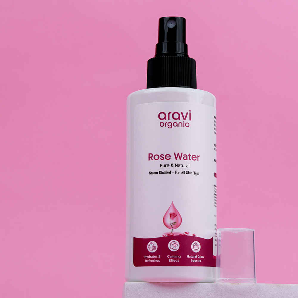 Buy Aravi Organic Rose Water | Gulab Jal for Soothing Skin Inflammation, Hydrating & Cleansing Pores | Reduces Skin Redness | Made with Natural & Organic Ingredients | Refreshing & Gentle – 150 ml - Purplle