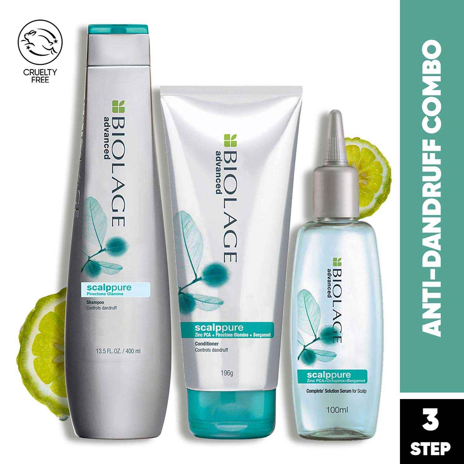 Buy Biolage Professional Scalppure Anti-Dandruff Shampoo, Conditioner & Hair Serum, Removes Visible Flakes, With Bergamot, Vegan, 200 ml + 98 gm + 100 ml - Purplle