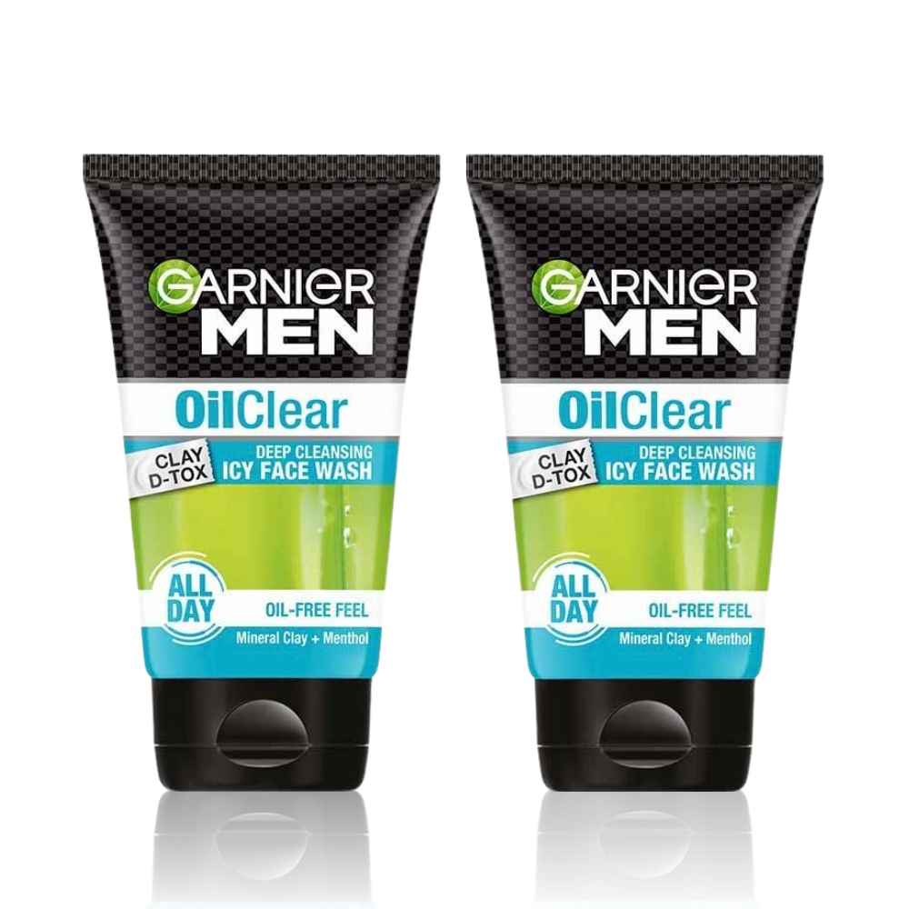 Buy Garnier Men Oil Clear Clay D-Tox Deep Cleansing Icy Face Wash (100 g)- Pack of 2 - Purplle