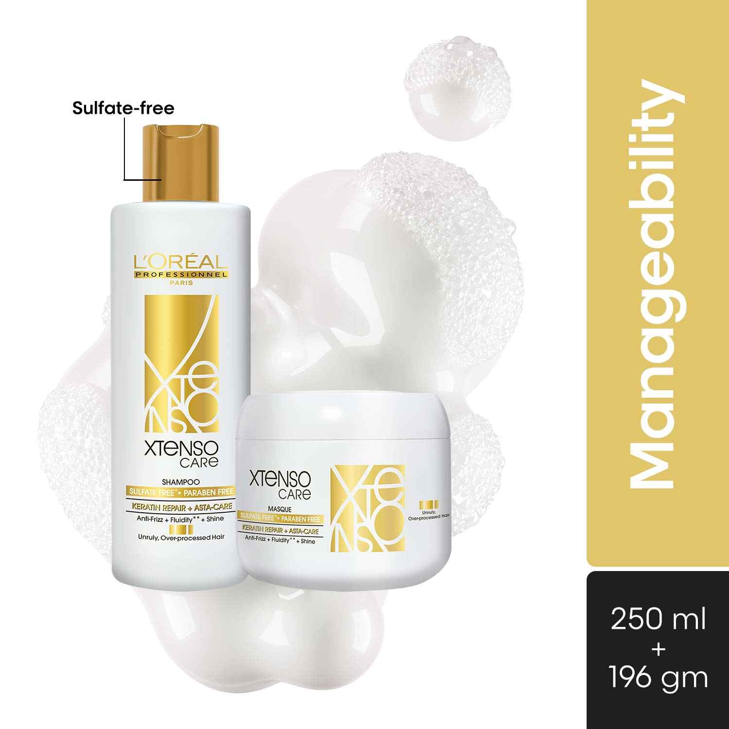 Buy L'Oreal Professionnel Xtenso Care Sulfate-free Shampoo (250ml) + L'Oreal Professionnel Xtenso Care Sulfate-free Mask (196gms) - Purplle