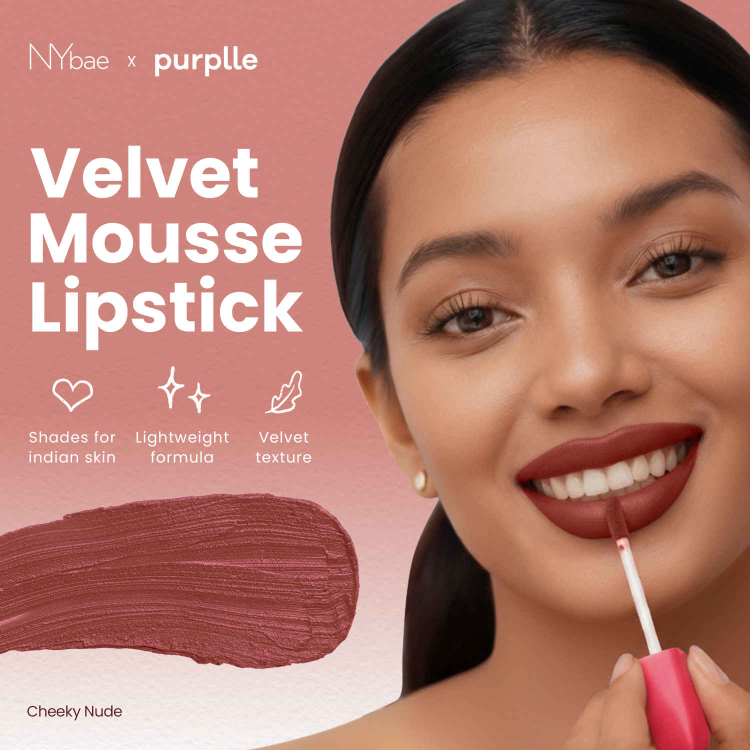 Buy NY Bae Velvet Mousse Liquid Lipstick - Cheeky Nude 09 (6.5 ml) | Velvet Matte Finish | Transferproof | Smudgeproof | Ultra Light | Smooth | Moisturising Nude Lipstick - Purplle