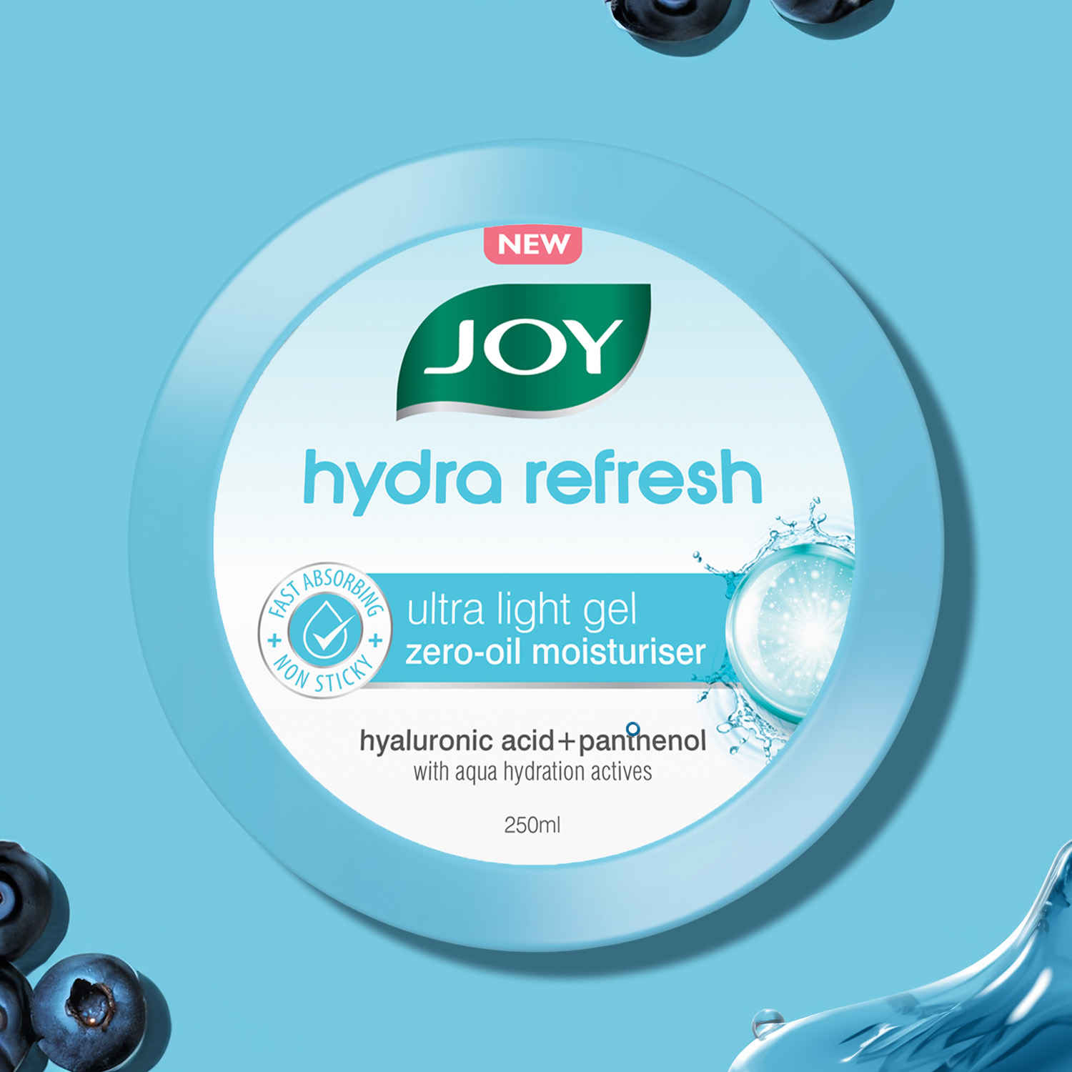 Buy Joy Hydra Refresh Ultra-Light Gel | 48 Hours Hydration | Oil Free Moisturiser | with Hyaluronic Acid | Super Light Gel for Oily, Dry & Combination Skin | For Face & Body, 250 ml - Purplle