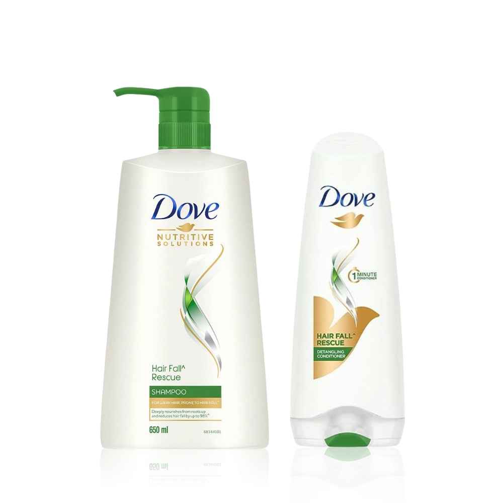 Buy Dove Hair fall Rescue Shampoo, 650 ml + Dove Hair Fall Rescue Conditioner, 175 ml - Purplle