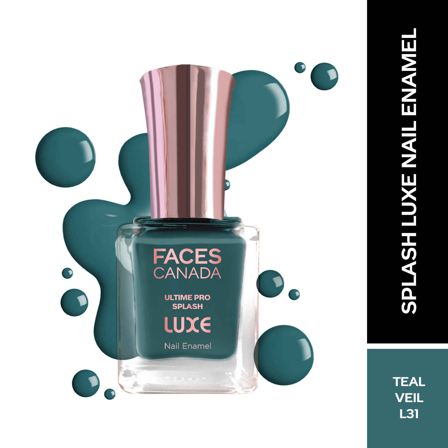 Buy FACES CANADA Ultime Pro Splash Luxe Nail Enamel - Teal Veil (L31), 12ml | Glossy Finish | Quick Drying | Long Lasting | High Shine | Chip Defiant | Even-Finish | Vegan | Non-Toxic | Ethanol-Free - Purplle